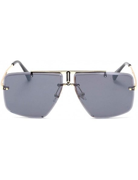 Aviator Retro Suqare Sunglasses For Men Women Rimless Metal Sunglasses Fashion Sunglasses Vintage - 3 - C7190MOQGOM $16.73