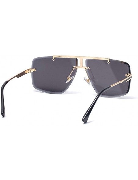 Aviator Retro Suqare Sunglasses For Men Women Rimless Metal Sunglasses Fashion Sunglasses Vintage - 3 - C7190MOQGOM $16.73