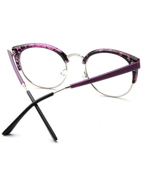 Oval Men Women Eyewear Vintage Retro Cat's eye Half Frame Clear Lens Glasses - Purple - C818CKZNGXQ $19.18