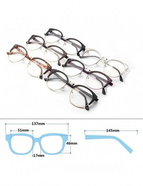 Oval Men Women Eyewear Vintage Retro Cat's eye Half Frame Clear Lens Glasses - Purple - C818CKZNGXQ $19.18