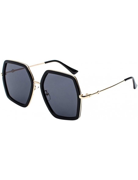 Oversized Men's and Women's Metal Large Frame Sunglasses Unisex Sunglasses 2019 Fashion - Black - CB18TH7ESAO $11.77