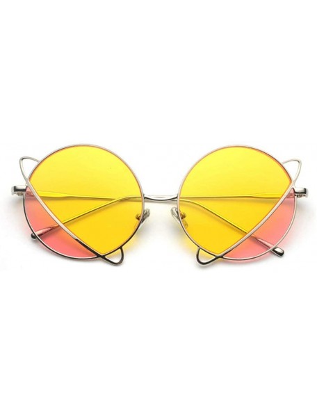 Round 2020 New Vintage Colorful Lens Glasses Fashion Punk Sunglasses Silver Round Eyeglasses with Box UV400 - CJ1935K5AUI $13.58