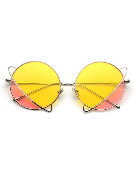 Round 2020 New Vintage Colorful Lens Glasses Fashion Punk Sunglasses Silver Round Eyeglasses with Box UV400 - CJ1935K5AUI $13.58