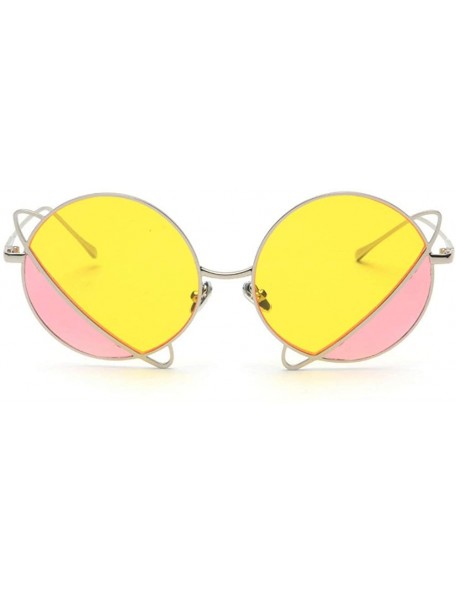 Round 2020 New Vintage Colorful Lens Glasses Fashion Punk Sunglasses Silver Round Eyeglasses with Box UV400 - CJ1935K5AUI $13.58