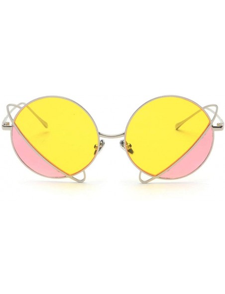 Round 2020 New Vintage Colorful Lens Glasses Fashion Punk Sunglasses Silver Round Eyeglasses with Box UV400 - CJ1935K5AUI $13.58