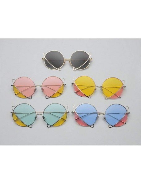 Round 2020 New Vintage Colorful Lens Glasses Fashion Punk Sunglasses Silver Round Eyeglasses with Box UV400 - CJ1935K5AUI $13.58