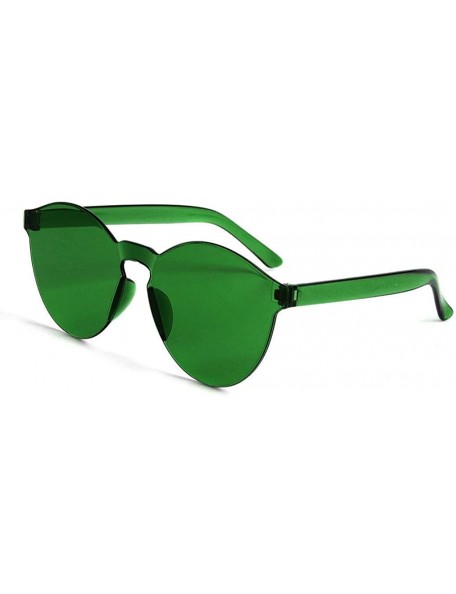 Semi-rimless Sweet Couple Sunglasses-Frameless Transparent Glasses Europe America Style Candy Color Trendy Glasses - Green - ...