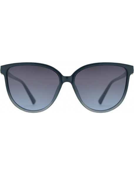 Oversized Womens Cat Eye Sunglasses with Flat Lens and Rhinestones UV Protection - Blue + Gradient Blue - CI195EITYXL $11.32