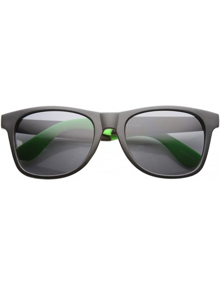 Wayfarer Unisex Retro Horned Rimmed Two Tone Arms Sunglasses - Black-green Smoke - CY11Y9LR6DH $10.94