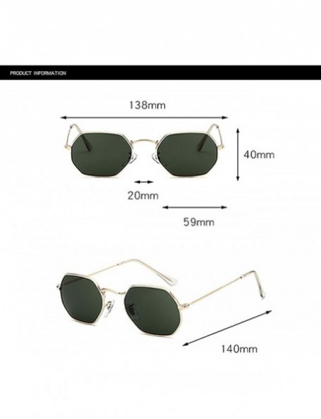 Rectangular Steampunk Polarized Sunglasses for Men Women with Metal Polygon Vintage Frame Sun Glasses 8049 - Black Lens - CN1...