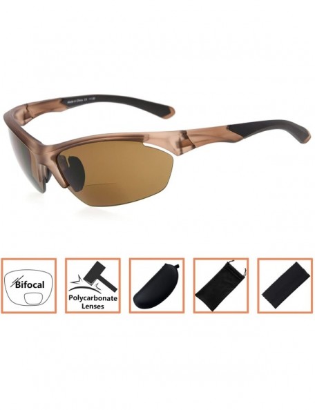 Rimless Retro Mens Womens Sports Half-Rimless Bifocal Sunglasses Matte Brown+1.00 - Matte Brown - C5189X57KDI $23.56