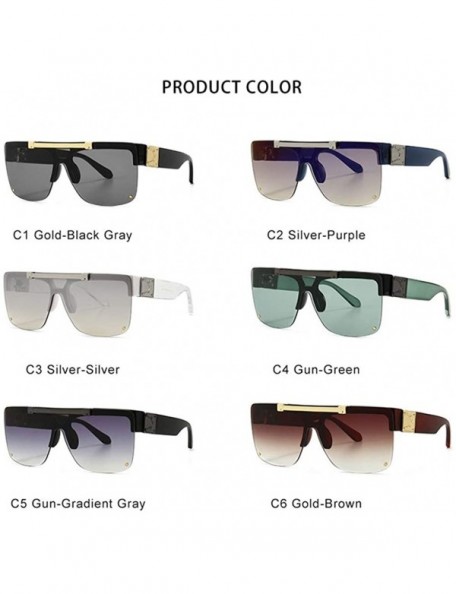 Oversized New Arrival 2020 Unisex Square Modern Vintage Flip Oversized Sunglasses Luxury Brand - C4 Gun Green - CT198KNHCOD $...