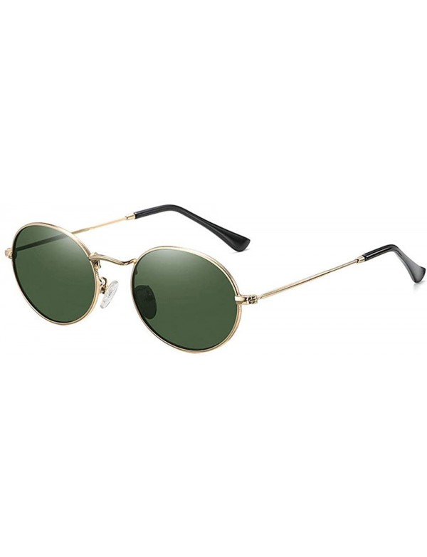 Oval 2019 Women's Fine Frame Oval Mirror Metal Sunglasses Retro Brand Designer Polarized Sunglasses UV400 - Green - CK193MUCA...