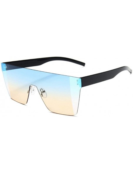 Square 2019 New One-piece Sunglasses Men's Handsome Windproof Glasses color Square sunglasses Women - Blue&yellow - C018Y8RAX...