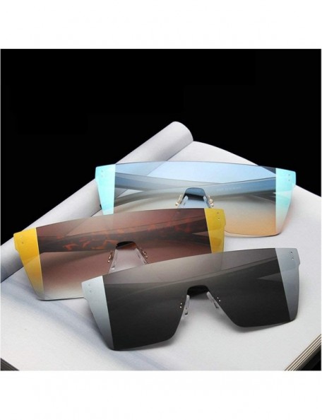 Square 2019 New One-piece Sunglasses Men's Handsome Windproof Glasses color Square sunglasses Women - Blue&yellow - C018Y8RAX...