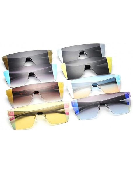 Square 2019 New One-piece Sunglasses Men's Handsome Windproof Glasses color Square sunglasses Women - Blue&yellow - C018Y8RAX...