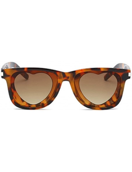 Rectangular Fashion Womens Heart-shaped Sunglasses Plastic Lenses Eyewear UV400 - Brown - CH18N0XY3X3 $7.84