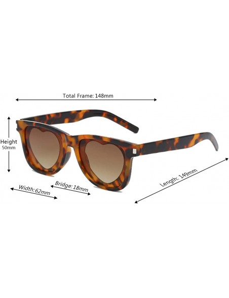 Rectangular Fashion Womens Heart-shaped Sunglasses Plastic Lenses Eyewear UV400 - Brown - CH18N0XY3X3 $7.84