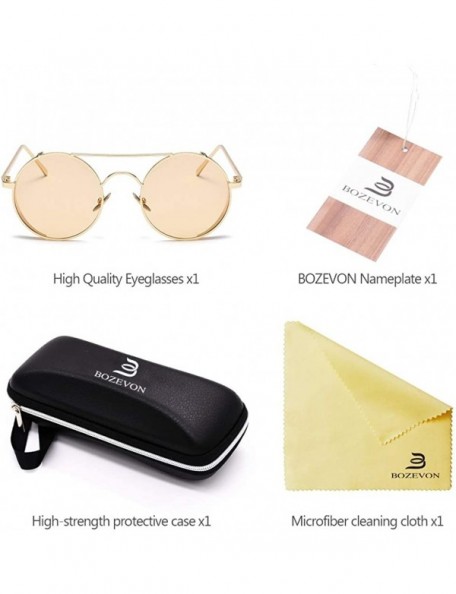 Square Fashion Glasses - Round Retro Eyewear UV400 Protection Steampunk Sunglasses - Gold Frame Yellow Lens - C2190G2RK5H $8.61