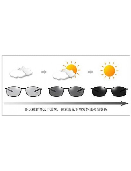 Rectangular Photochromic Polarized Sunglasses Men - Silver - CI18HD5ISHX $33.05