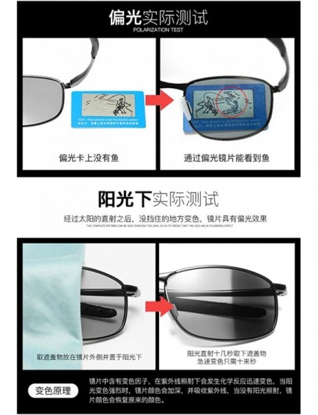 Rectangular Photochromic Polarized Sunglasses Men - Silver - CI18HD5ISHX $33.05