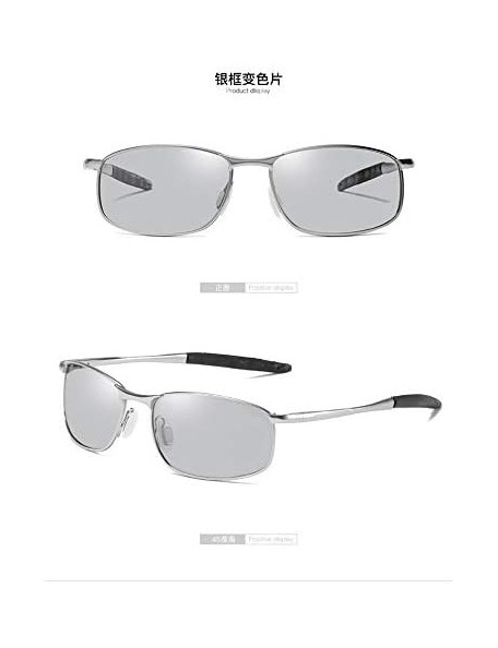 Rectangular Photochromic Polarized Sunglasses Men - Silver - CI18HD5ISHX $33.05