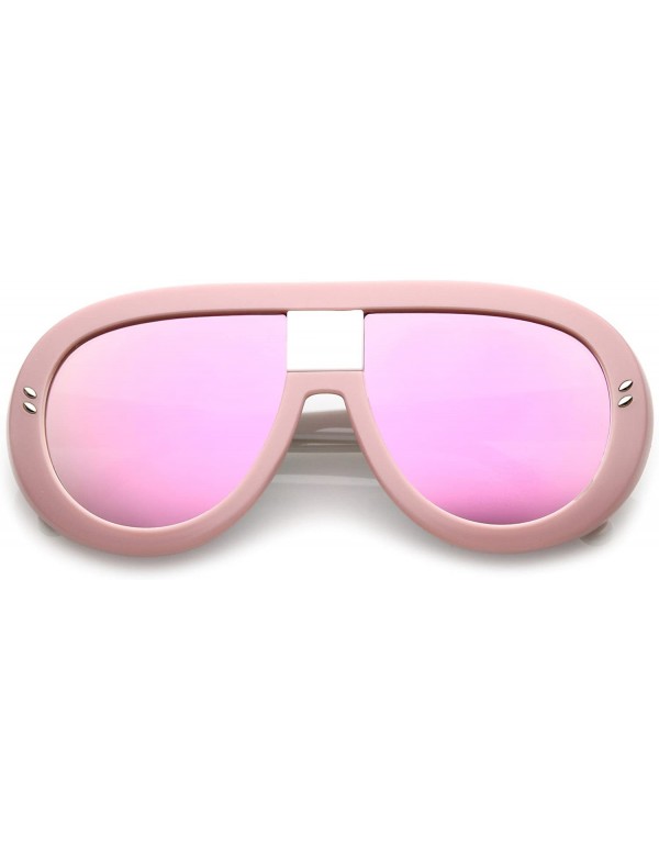 Oversized Oversize Chunky Teardrop Shape Mirrored Flat Lens Aviator Sunglasses 58mm - Pink-white / Pink Mirror - CN17YZXUUQL ...