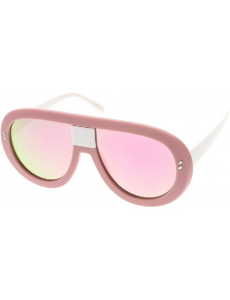 Oversized Oversize Chunky Teardrop Shape Mirrored Flat Lens Aviator Sunglasses 58mm - Pink-white / Pink Mirror - CN17YZXUUQL ...