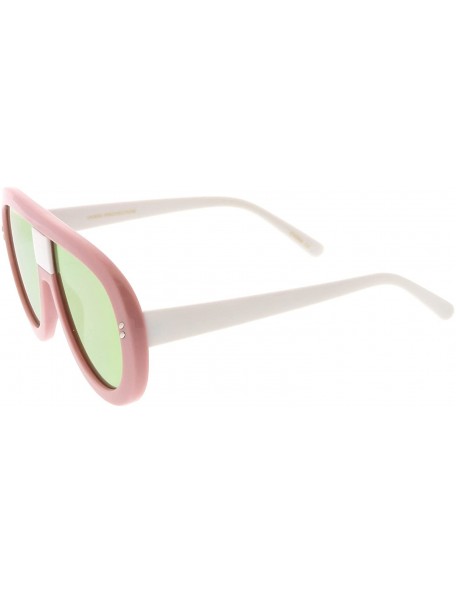 Oversized Oversize Chunky Teardrop Shape Mirrored Flat Lens Aviator Sunglasses 58mm - Pink-white / Pink Mirror - CN17YZXUUQL ...