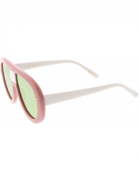 Oversized Oversize Chunky Teardrop Shape Mirrored Flat Lens Aviator Sunglasses 58mm - Pink-white / Pink Mirror - CN17YZXUUQL ...