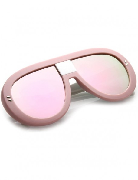 Oversized Oversize Chunky Teardrop Shape Mirrored Flat Lens Aviator Sunglasses 58mm - Pink-white / Pink Mirror - CN17YZXUUQL ...