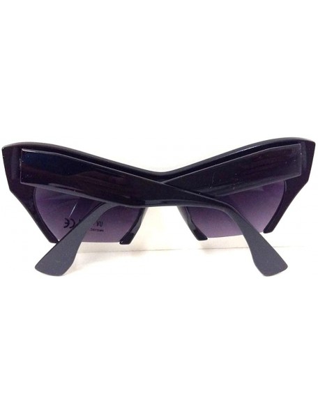 Cat Eye Black Cat Eye Cut Off Lens Sunglasses - C311NI5R8NX $11.17