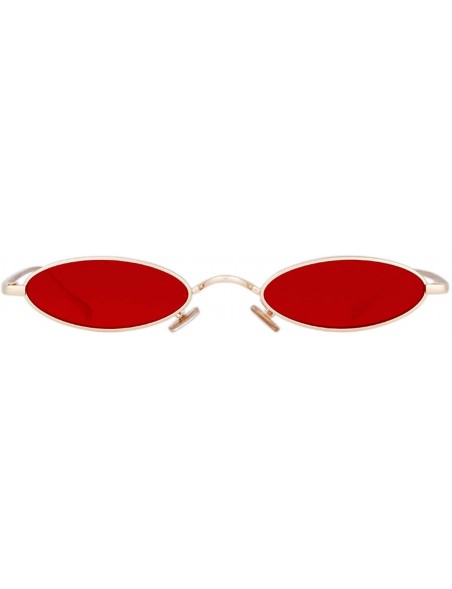 Square Vintage Retro Square Sunglasses Small Metal Frame Glasses - (Oval) Red/Gold - CP189W27058 $12.58