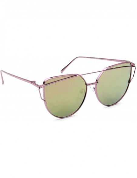 Cat Eye Sunglasses Cat Eye Fashion Mirror or Transparent Lens Love Punch Style - Large Pink - CW17YTUT0DE $13.98