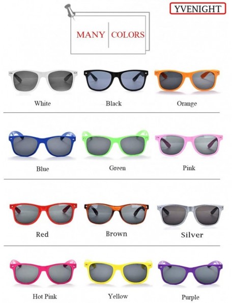 Square YVENIGHT 8 Packs Wholesale Neon Colors 80's Retro Sunglasses Bulk for Adult Party Supplies - 8 Pack Black - CO196HCEKZ...