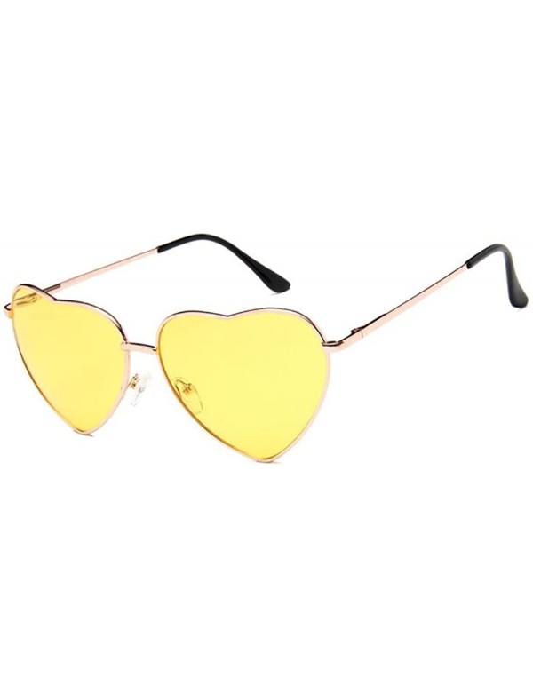 Round Women's S014 Heart Aviator 55mm Sunglasses - Yellow - C6186HKC6R8 $12.75