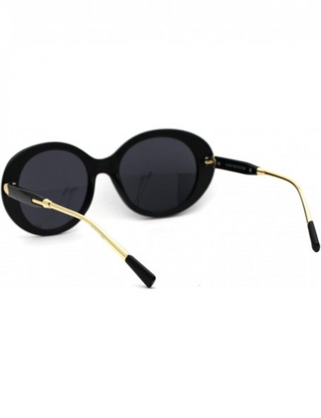 Round Womens Thick Plastic Oval Round Mod Designer Sunglasses - All Black - CP18WHOZ8A5 $11.71