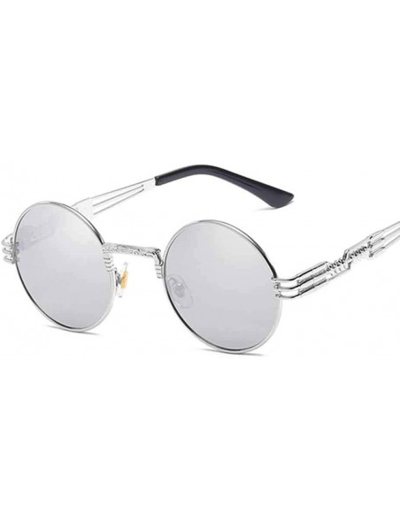 Aviator Metal Round Steampunk Sunglasses Men Women Fashion Glasses Brand SilverSilver - Blackgray - CZ18XQYM0G3 $10.08