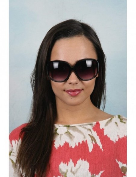 Oversized Women Fashion Oversized Thin Frame Sunglasses 592W - Black Gradient Smoke - C618QYCQYK3 $7.56