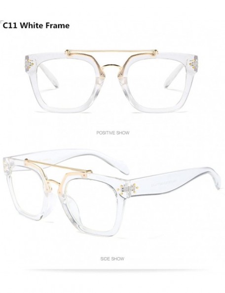 Rimless Designer Women Flat Top Exquisite Alloy Sunglasses Oversized Street Snap - White Frame - CQ188QOKWXT $12.08