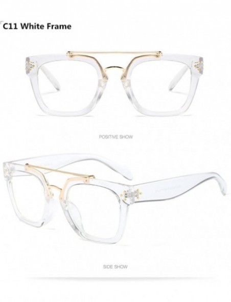 Rimless Designer Women Flat Top Exquisite Alloy Sunglasses Oversized Street Snap - White Frame - CQ188QOKWXT $12.08