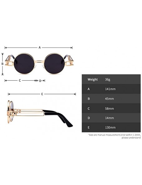 Round Small Round Sunglasses Men Gold Metal Frame Retro Vintage Sun Glasses for Women - Red - CT18DTTY9NH $13.25