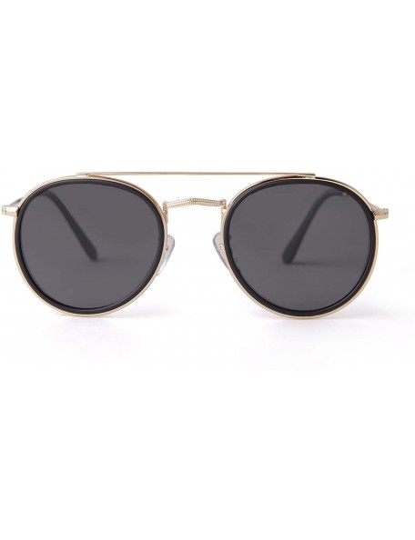 Sport Round Polarized Sunglasses Women Men Classic Small Sunglasses Mirrored Lens - Gold Frame/Grey Lens - CU196MAI34S $9.94