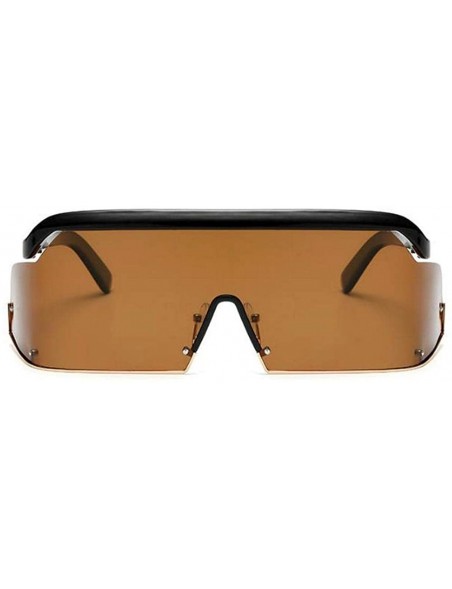 Oversized Vintage Oversized Windproof Sunglasses Polarized - Brown - CA18XET42RG $17.40