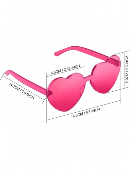 Rimless 2 Pieces Heart Shape Rimless Sunglasses Transparent Candy Color Frameless Glasses Love Eyewear - Pink - C418RC2M36Q $...