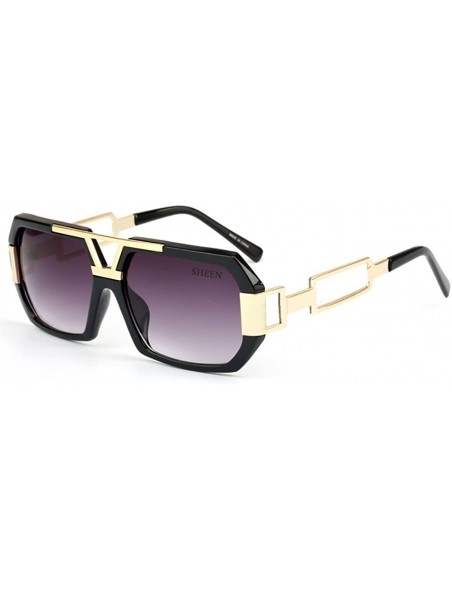 Rectangular Oversized Men Square Sunglasses Fashion Vintage Pilot Sunglasses Retro Glasses Metal - 1 - CC1954QRRAS $16.69