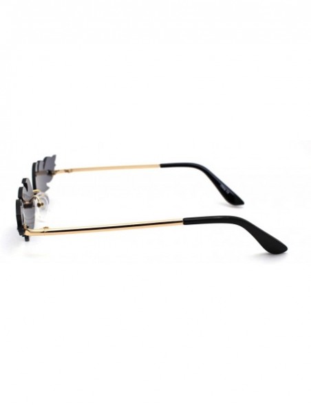 Rimless High Fashion Runway Unique Flame Shape Lens Rimless Sunglasses - Gold Black - C4190QXX0EY $13.89