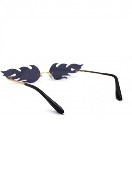 Rimless High Fashion Runway Unique Flame Shape Lens Rimless Sunglasses - Gold Black - C4190QXX0EY $13.89