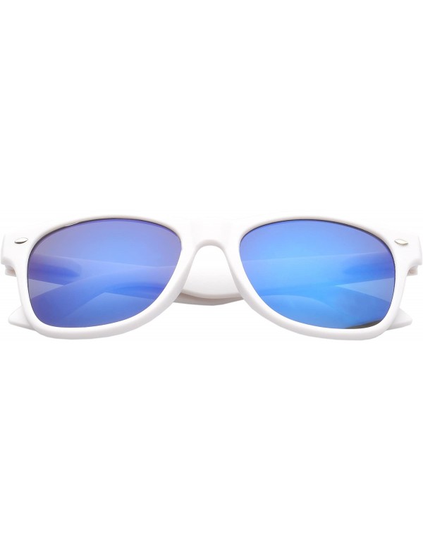 Square Retro Square Fashion Sunglasses in Black Frame Blue Lenses - White Blue - CL11OJA1011 $12.18