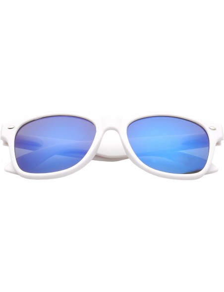 Square Retro Square Fashion Sunglasses in Black Frame Blue Lenses - White Blue - CL11OJA1011 $12.18